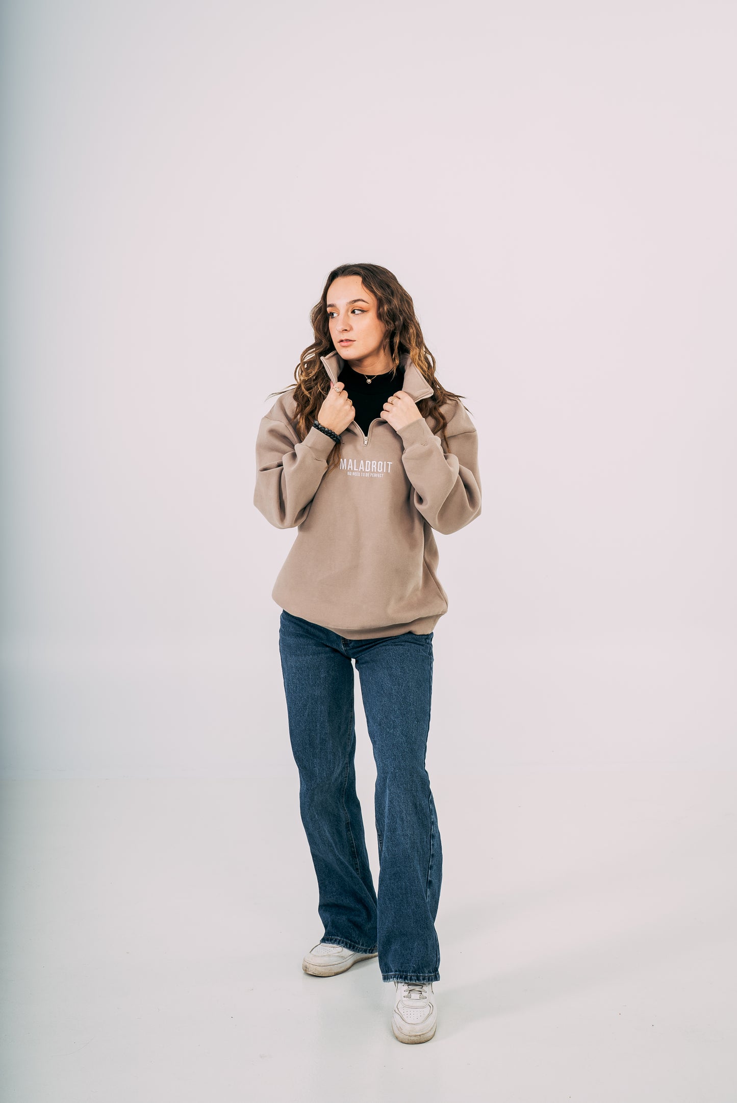 The essential 1/4 zip sweater - Beige